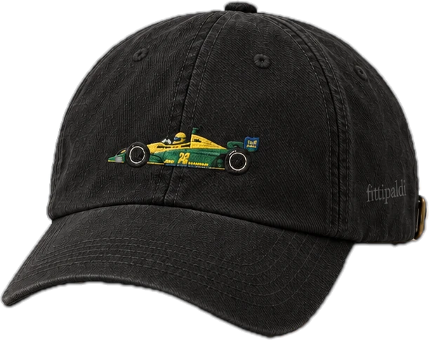 Boné preto com carro da Indy bordado