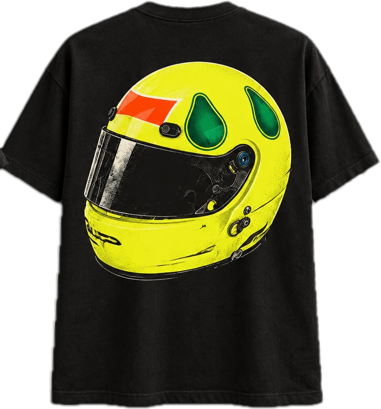 Camiseta preta Fittipaldi com capacete nas costas